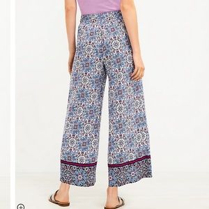 Loft Tall Fluid Wide Leg Crop Pants in Medallion Linen Blend